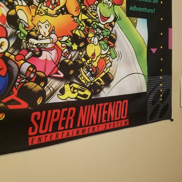 Super Mario Kart 2x3 foot tapestry / Super Nintendo banner wall flag game room - Picture 7 of 10